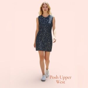 Zara Denim Blue Metallic Polka Dot Mini Dress